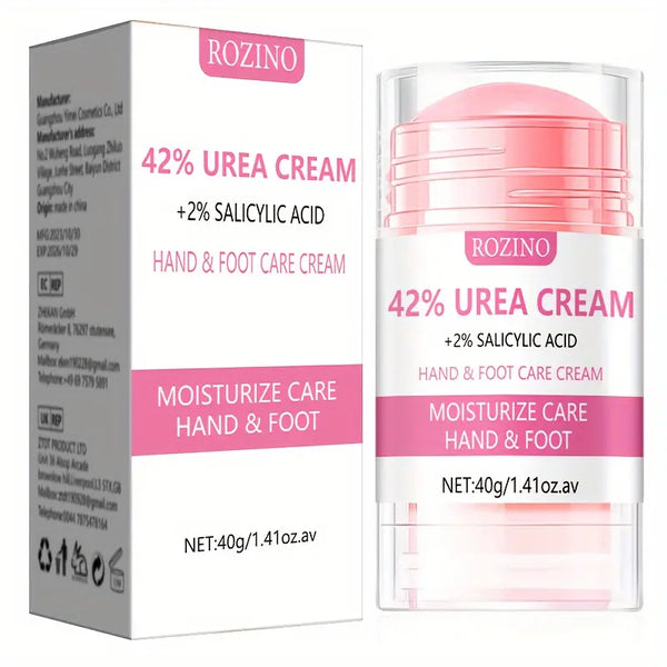 ROZINO 42% Urea Hydrating Cream with Salicylic Acid - Hypoallergenic Hand & Foot Moisturizer for Dry, Cracked Skin, 40g