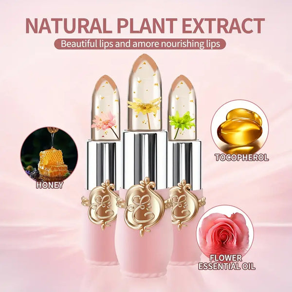 Magic Temperature-Changing Flower Jelly Lipstick Set - Moisturizing, Long-Lasting, Nutritious Lip Balm with Color-Changing Lip Gloss