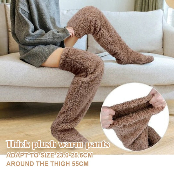 Over Knee High Fuzzy Long Socks Plush Slipper Stockings Leg Warmers Winter Home Sleeping Socks