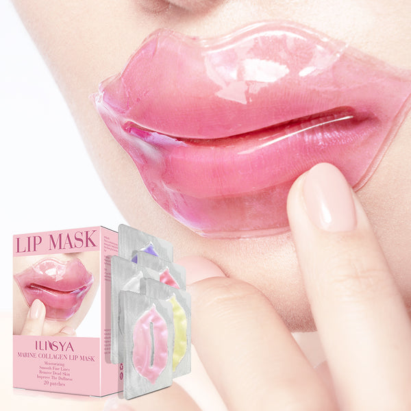 20 PCS Marine Collagen Lip Masks Set 5 Fruit Flavors Mix Patches for Dry Lips Skin Care Hydrating Smooth Lip Fine Lines
