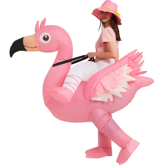 Flamingo Inflatable Costume Riding On Flamingo Air Blow up Costumes Funny Fancy Dress Party Halloween Costume for Adult