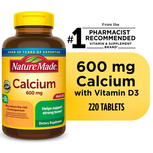 Nature Made Calcium 600 mg with Vitamin D3 Tablets;  220 Count