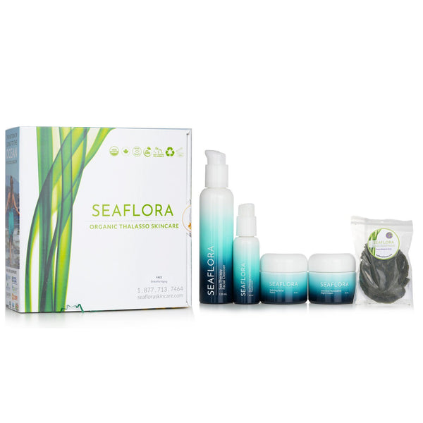 SEAFLORA - 优雅抗衰老套装：洁面乳 120ml + 亮肤水 50ml + 护理霜 30ml + 晚霜 50ml + 眼膜 10pcs RGBAA01 /784435 5pcs