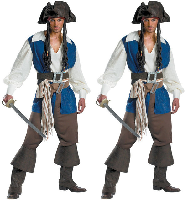 Halloween Mens Pirate Costume Jack Cosplay Party Stage Suit