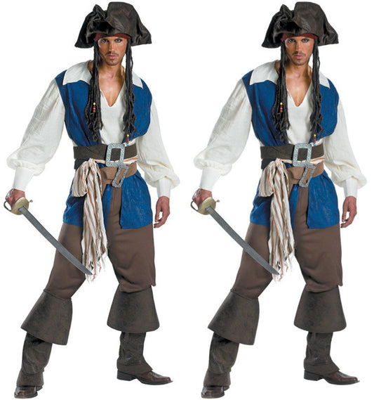 Halloween Mens Pirate Costume Jack Cosplay Party Stage Suit