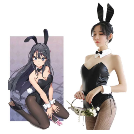 Seishun Buta Yarou wa Bunny Girl Senpai no Yume wo Minai Cosplay Halloween Costume for Girls Sexy Cute Bunny Faux Leather Rabbit