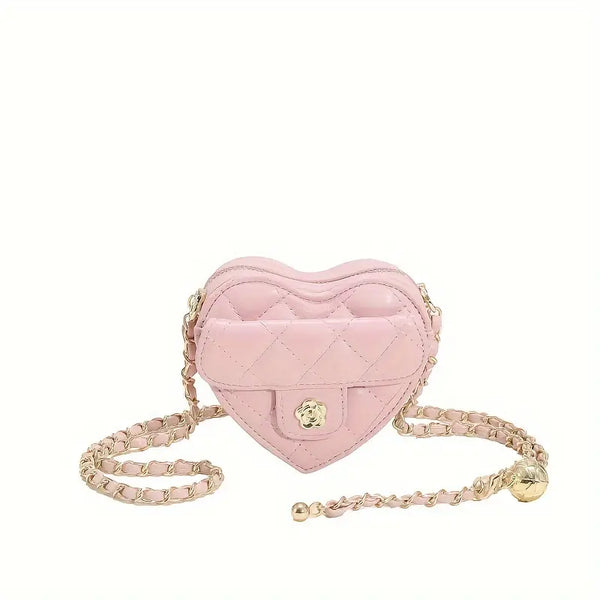 4.7''x 1.9'' Heart-Shaped Mini Crossbody Bag | Chic Embroidered PU Leather with Trendy Chain Strap – Perfect for Everyday Style & Gifting