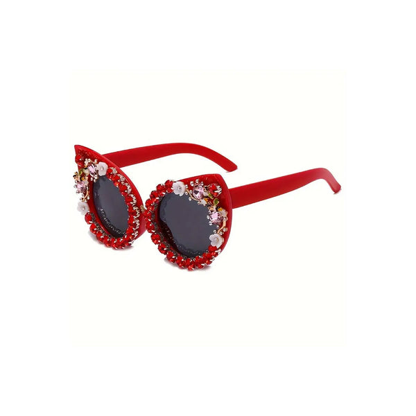 Rhinestone Decor Cat Eye Fashion Sunglasses For Women Gradient Lens Glasses Bedazzle Party Eyewear